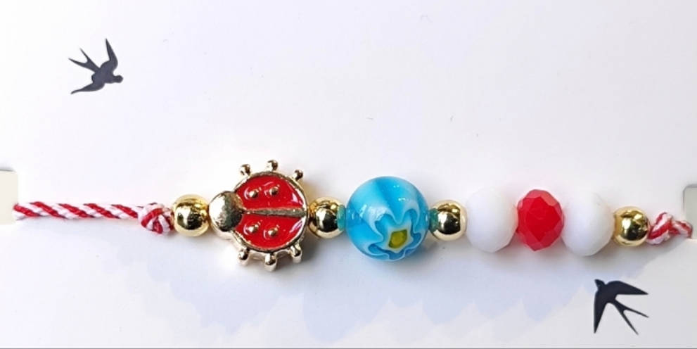 Μαρτάκι με πασχαλίτσα από ανοξείδωτο ατσάλι σε κόκκινο χρυσό χρώμα SSM24