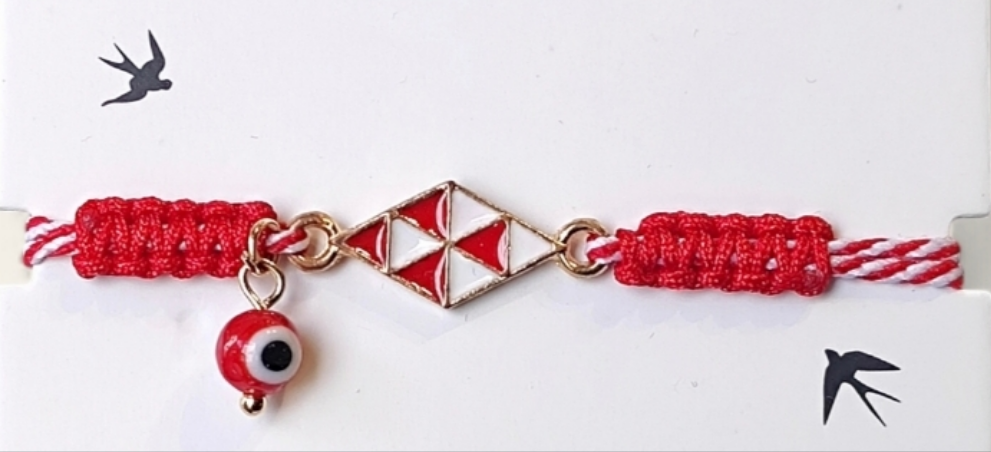 Μαρτάκι με χαρταετό και ματάκι από ανοξείδωτο ατσάλι σε κόκκινο λευκό χρώμα SSM25