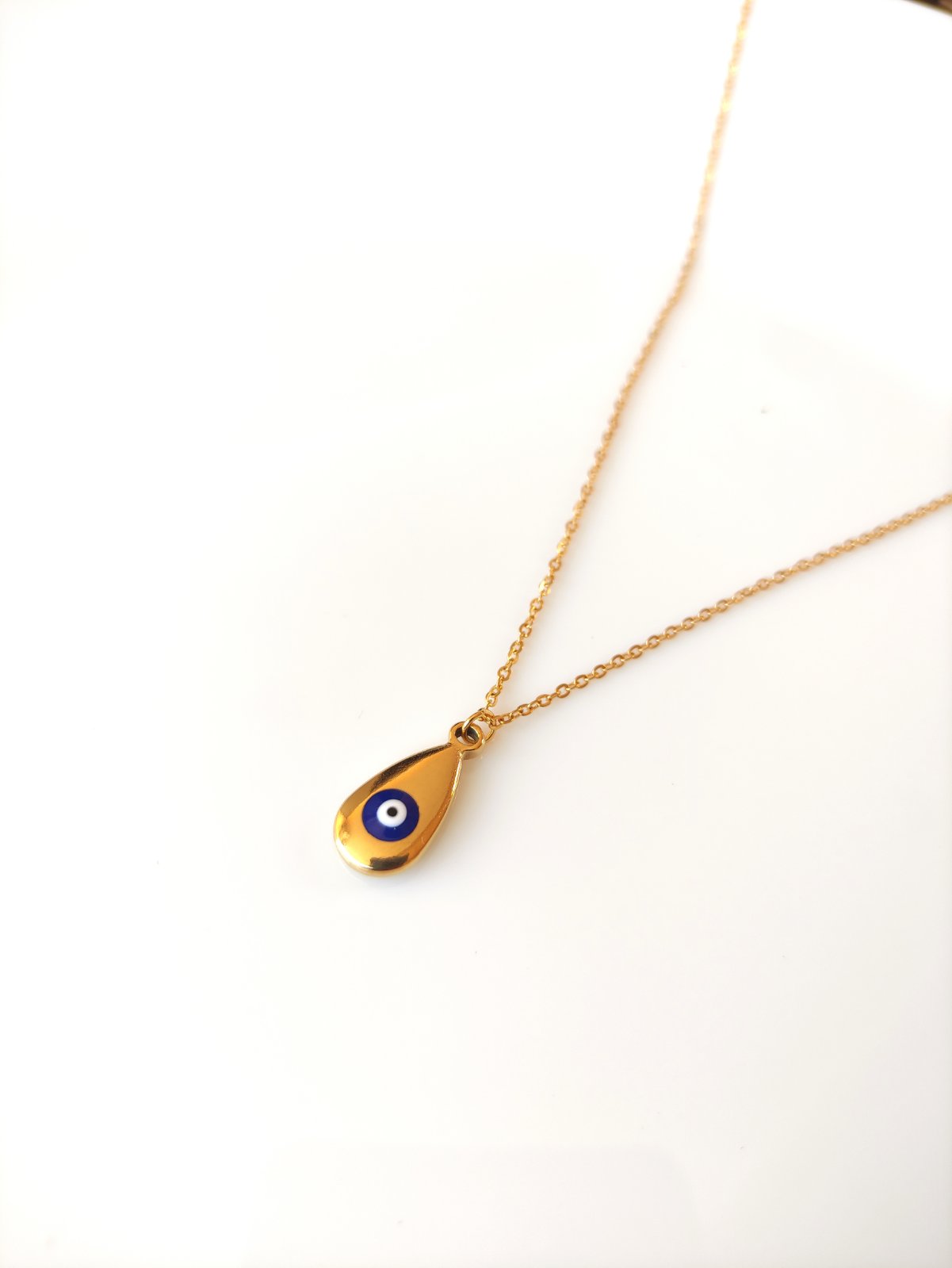 Ατσάλινο κολιέ ματάκι σε χρώμα χρυσό SSN22