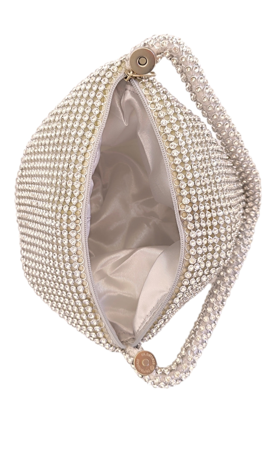 Γυναικεία τσάντα χειρός με στρας σε ασημί χρώμα SSB04s