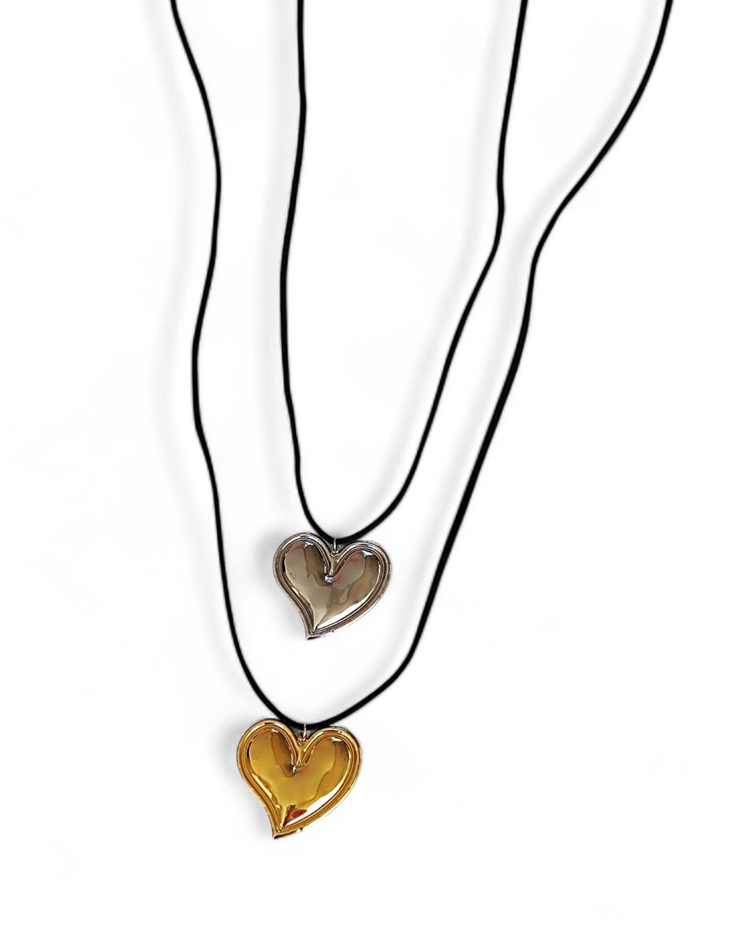 Κολιέ με δερμάτινο λουράκι και καρδιά από ανοξείδωτο ατσάλι σε χρώμα χρυσό SSV13g