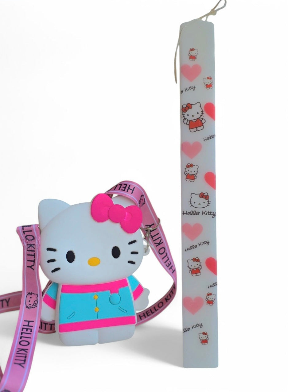 Χειροποίητη αρωματική λαμπάδα hello kitty μαζί με τσαντάκι SSL29