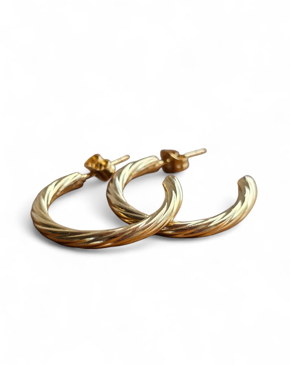 Ατσάλινα σκουλαρίκια σε κρίκους μεσαίου μεγέθους σε χρώμα χρυσό SSE11g