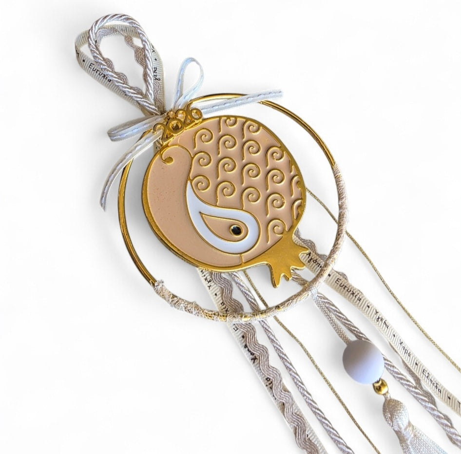 Χειροποίητο γούρι κρεμαστό ρόδι με ματάκι SSG76