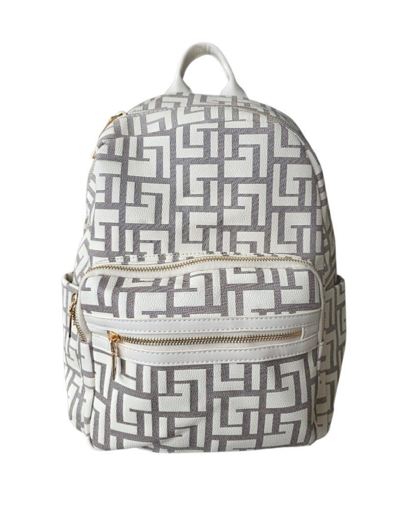 Γυναικεία τσάντα back pack σε χρώμα λευκό γκρί SSB24w