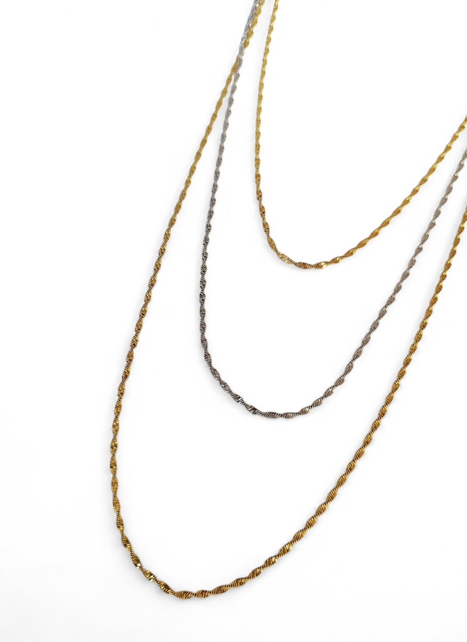 Κολιέ τριπλή μακριά αλυσίδα από ανοξείδωτο ατσάλι σε χρώμα ασημί χρυσό SSN82