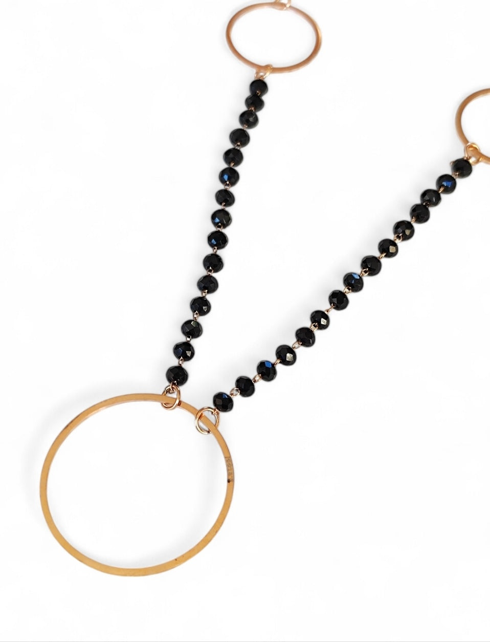 Κολιέ μακρύ με χάντρες από ανοξείδωτο ατσάλι σε χρώμα χρυσό μαύρο SSN79b