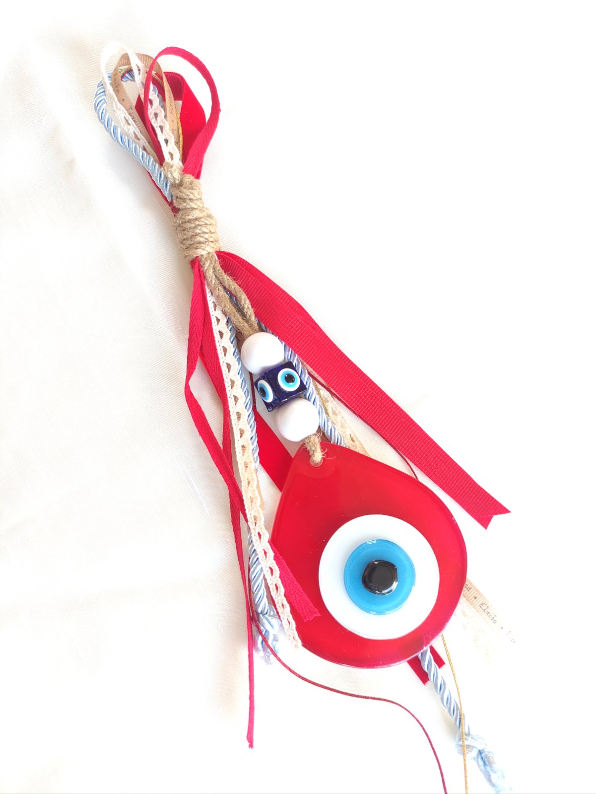 Χειροποίητο γούρι κρεμαστό γυάλινο μάτι SSG06