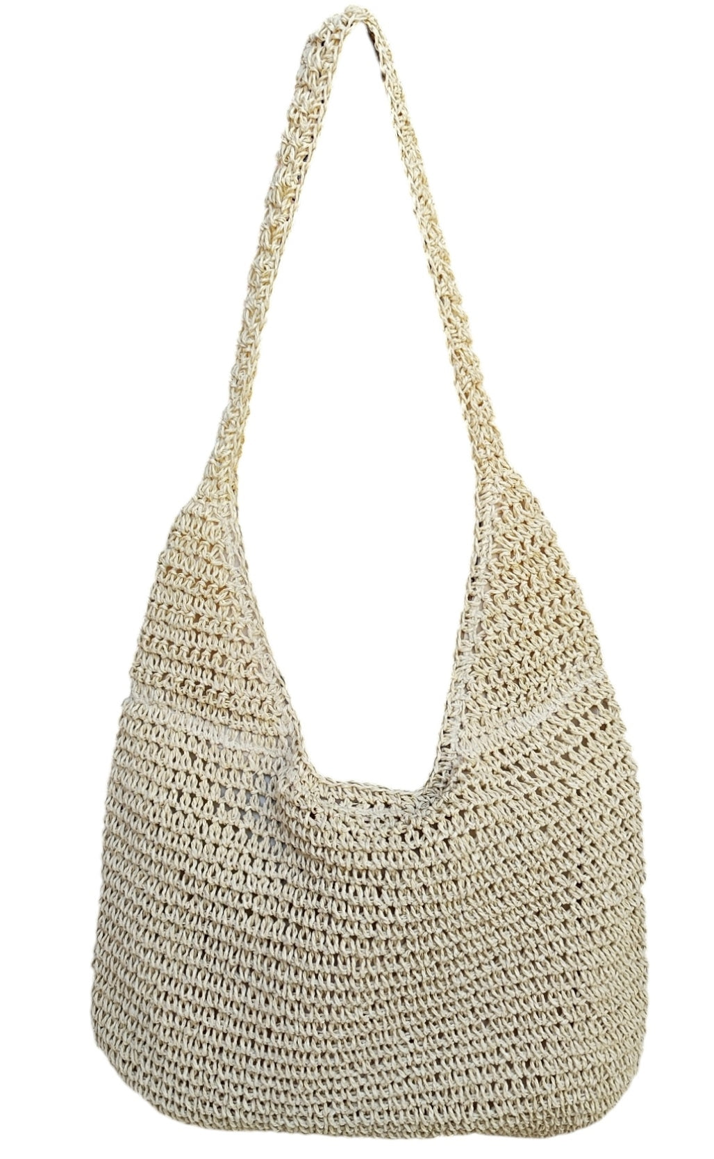 Γυναικεία ψάθινη τσάντα ώμου σε μπεζ χρώμα  SSB15be