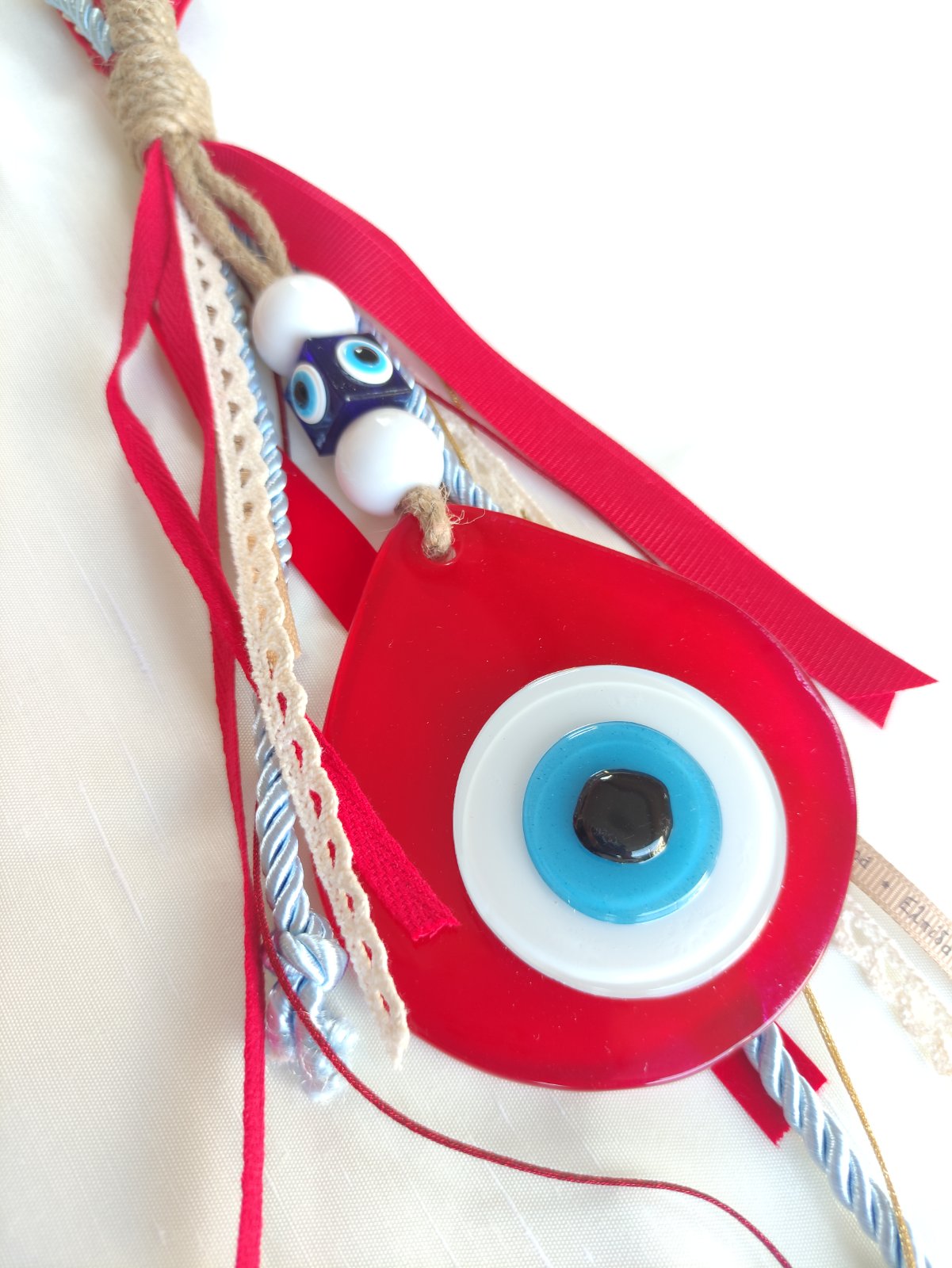 Χειροποίητο γούρι κρεμαστό γυάλινο μάτι SSG06