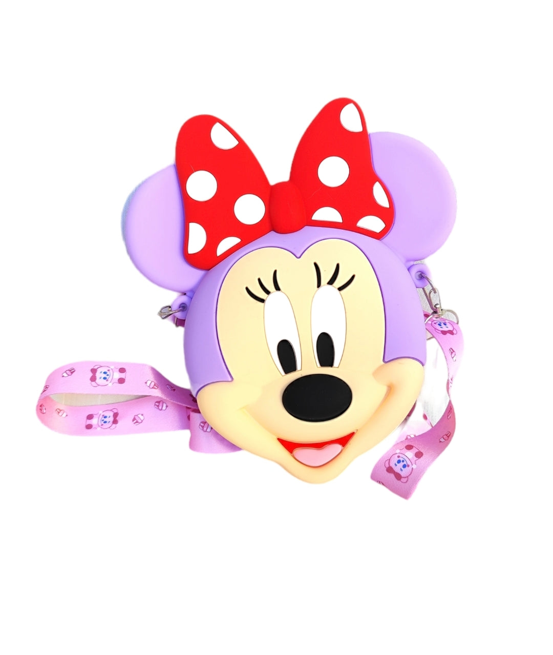 Παιδικό τσαντάκι minnie mouse από σιλικόνη με χιαστί λουράκι σε χρώμα μωβ SSC04f