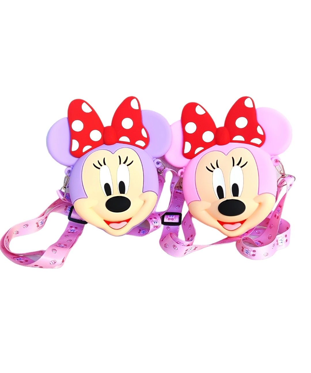 Παιδικό τσαντάκι minnie mouse από σιλικόνη με χιαστί λουράκι σε χρώμα μωβ SSC04f