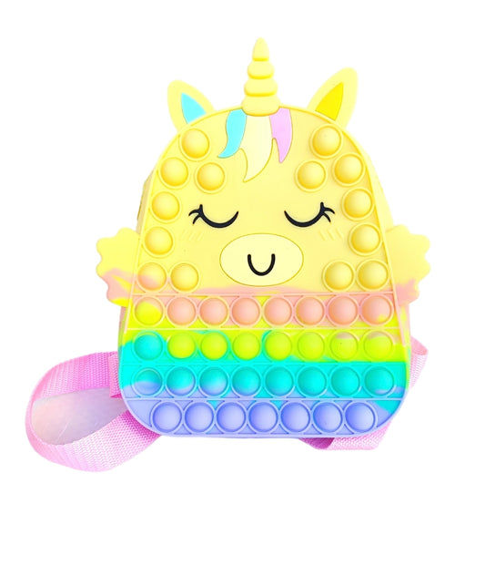 Παιδικό τσαντάκι πλάτης unicorn από σιλικόνη σε χρώμα κίτρινο SSC04y