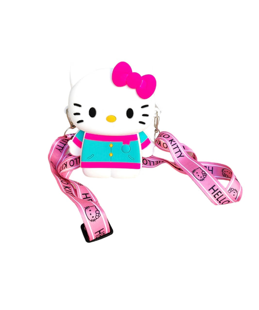 Παιδικό τσαντάκι Hello Kitty από σιλικόνη με χιαστί λουράκι σε χρώμα λευκό SSC03w