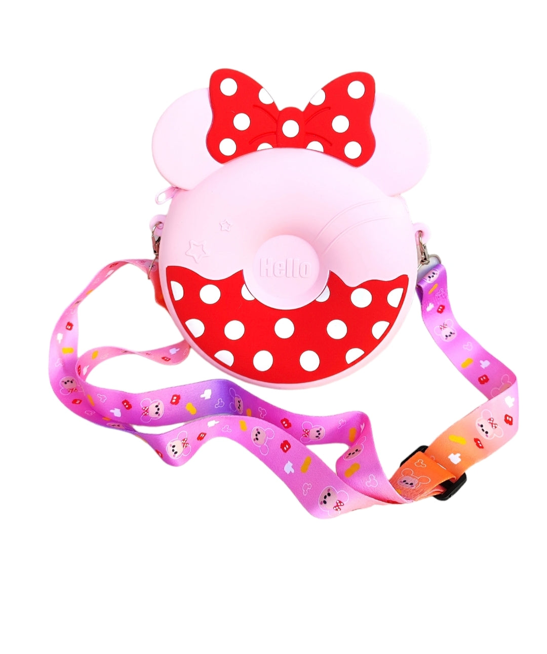 Παιδική τσάντα Minnie Mouse από σιλικόνη με χιαστί λουράκι σε χρώμα ροζ SSC02