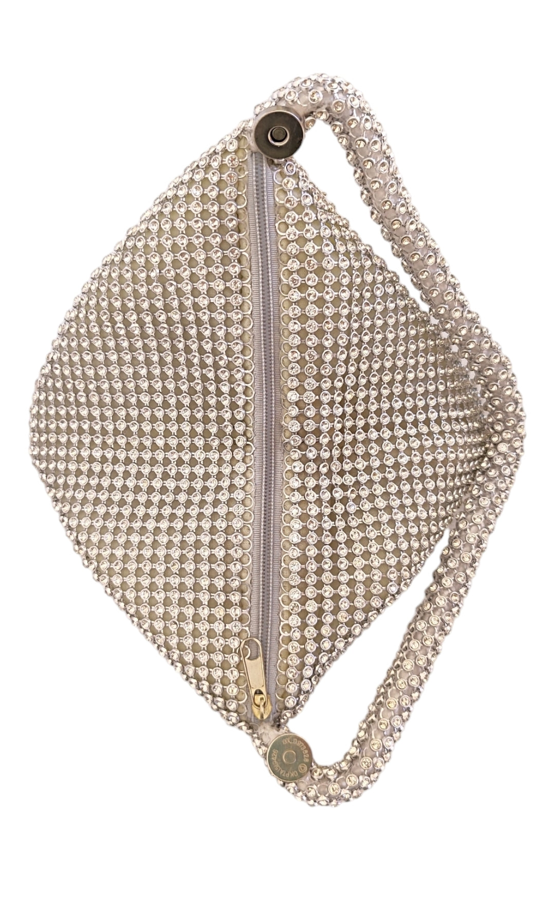 Γυναικεία τσάντα χειρός με στρας σε ασημί χρώμα SSB04s