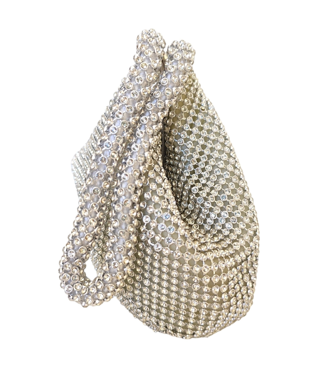 Γυναικεία τσάντα χειρός με στρας σε ασημί χρώμα SSB04s