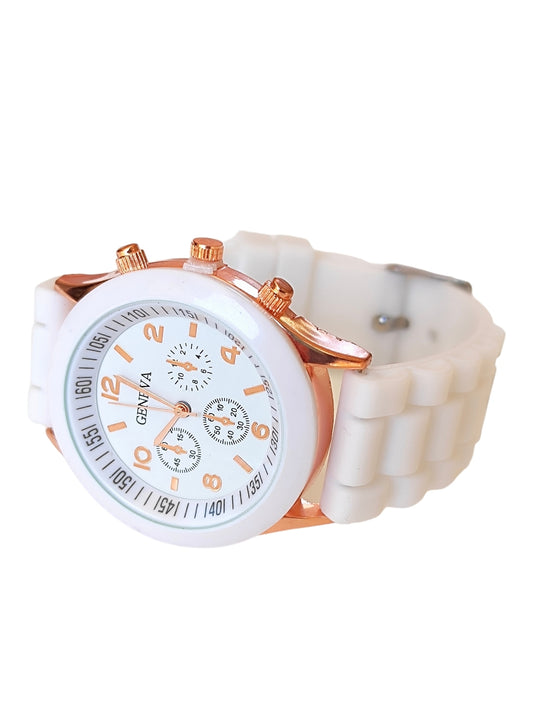 Ρολόι χειρός από σιλικόνη σε χρώμα λευκό SSW01w