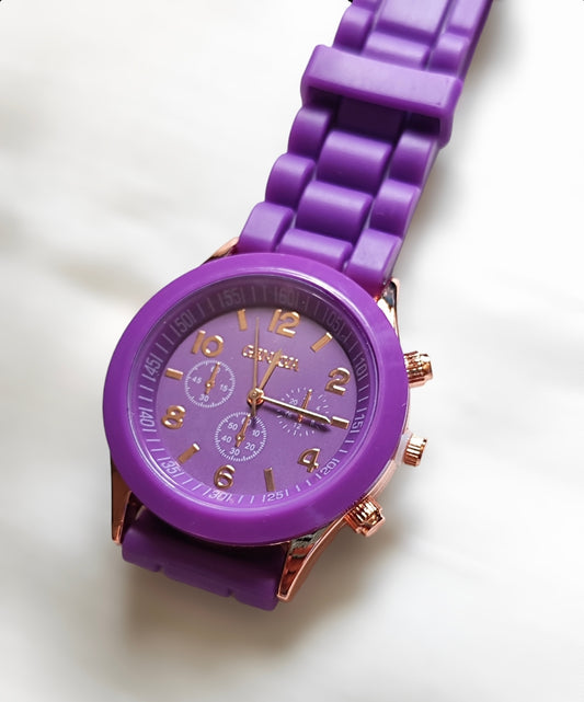 Ρολόι χειρός από σιλικόνη σε χρώμα μωβ SSW01p