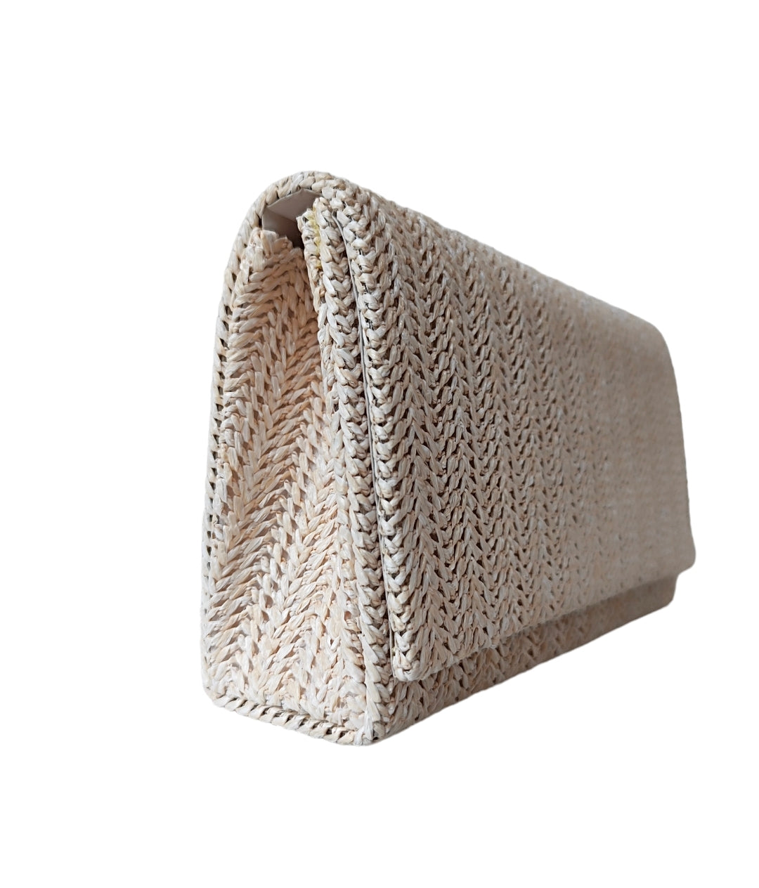 Γυναικεία τσάντα ψάθινη με αλυσίδα σε μπεζ χρώμα SSB13be