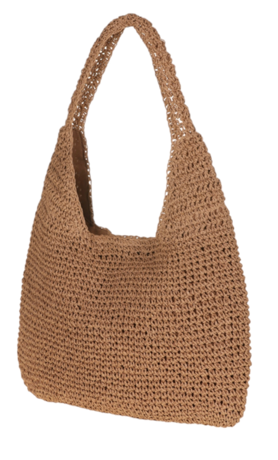 Γυναικεία ψάθινη τσάντα ώμου σε σκούρο μπεζ χρώμα  SSB15