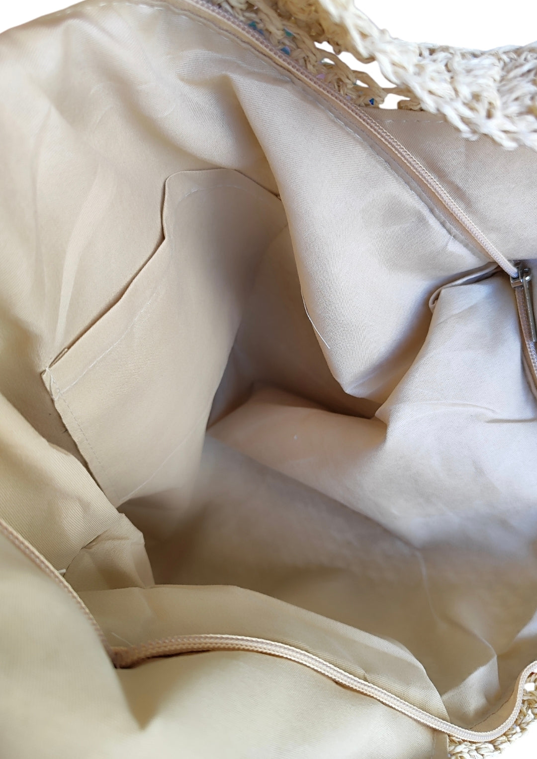 Γυναικεία ψάθινη τσάντα ώμου σε μπεζ χρώμα  SSB15be