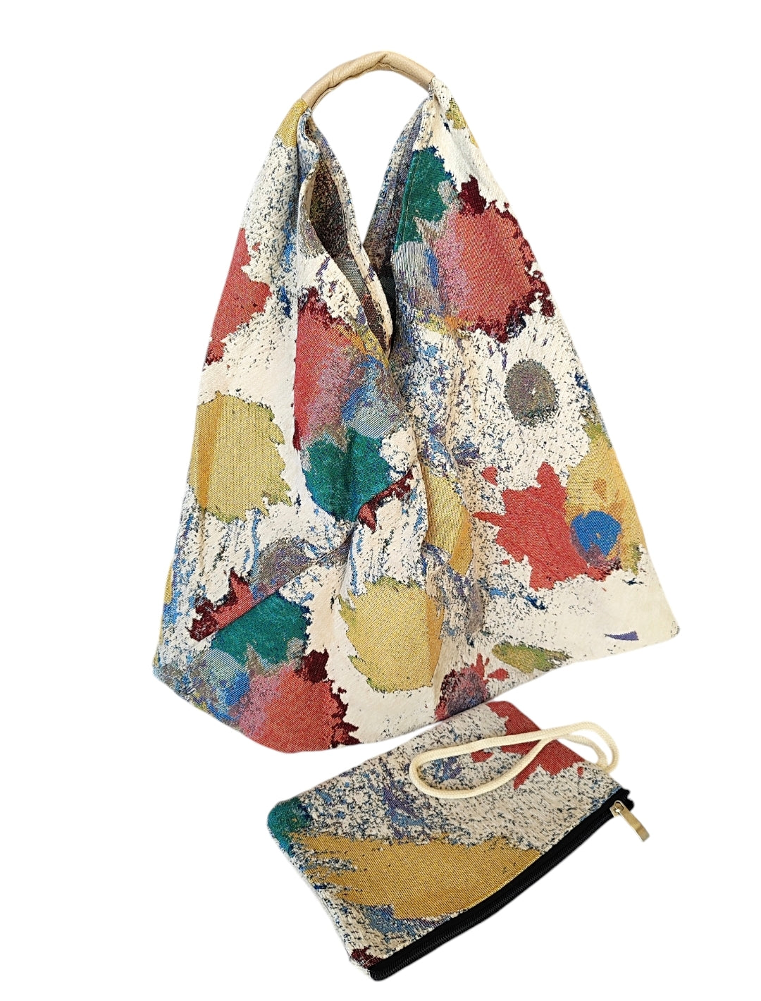 Γυναικεία υφασμάτινη τσάντα ώμου πολύχρωμη μαζί με πορτοφολακι/νεσεσερ SSB16col