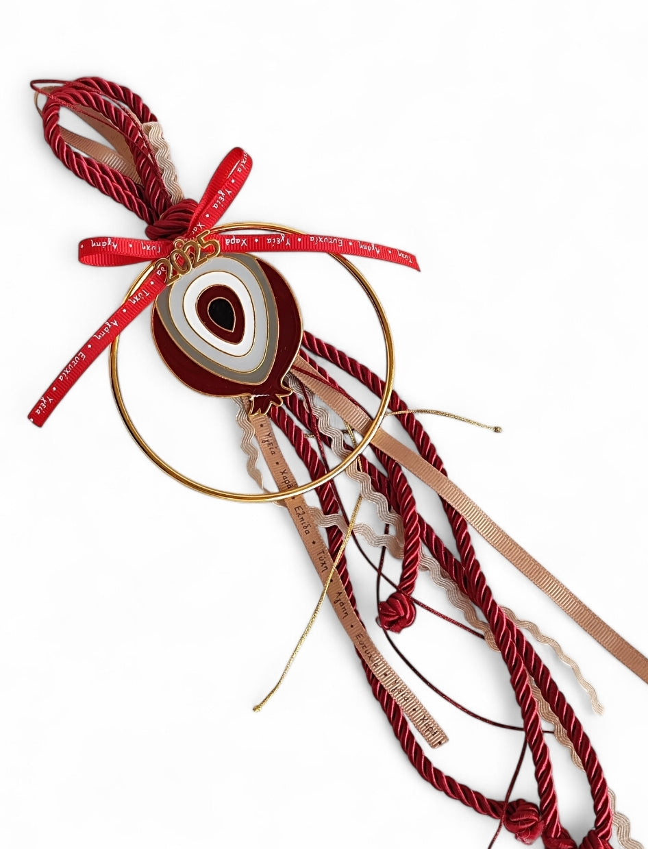 Χειροποίητο γούρι κρεμαστό  κόκκινο ρόδι SSG11r