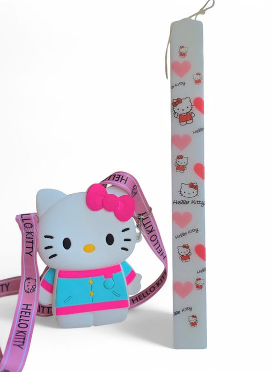 Χειροποίητη αρωματική λαμπάδα hello kitty μαζί με τσαντάκι SSL29