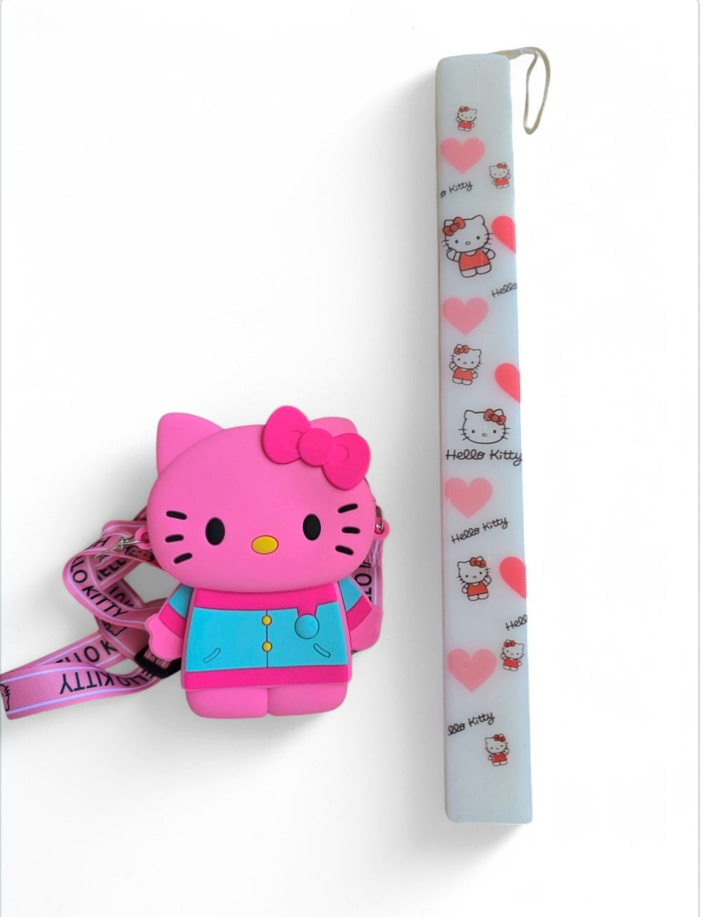 Χειροποίητη αρωματική λαμπάδα hello kitty μαζί με τσαντάκι SSL29p