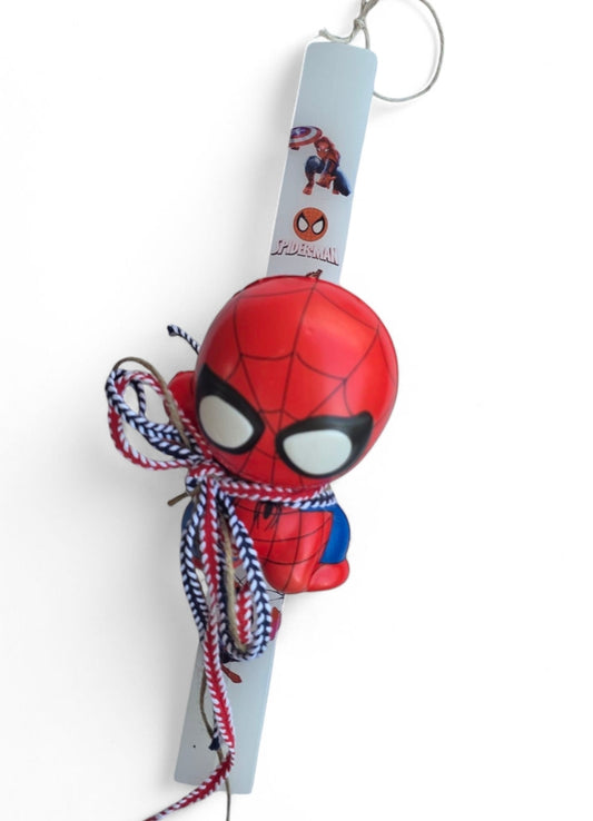 Χειροποίητη λαμπάδα Spiderman   με λούτρινο SSL117