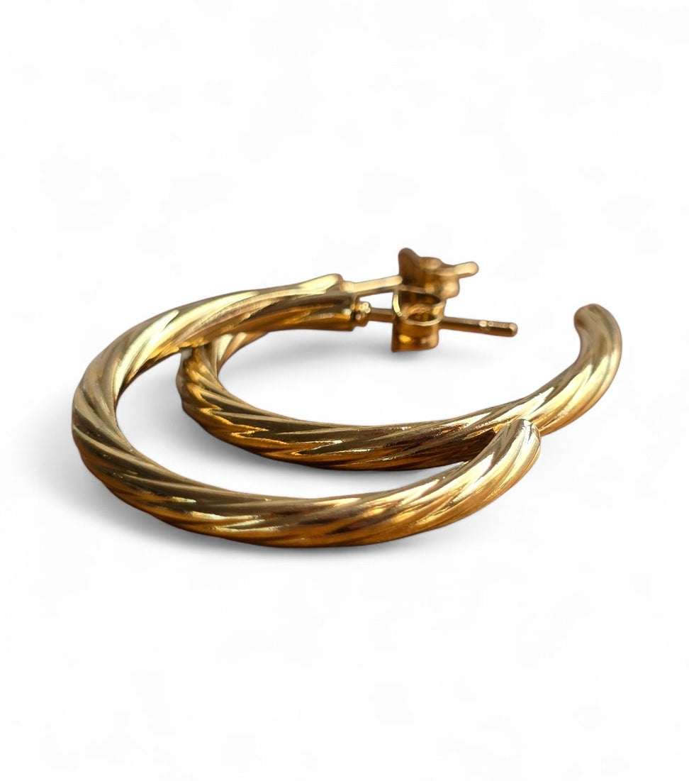 Ατσάλινα σκουλαρίκια σε κρίκους μεσαίου μεγέθους σε χρώμα χρυσό SSE11g