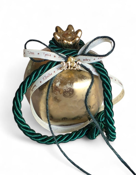 Χειροποίητο γούρι σε σχήμα ροδιού σε χρυσό χρώμα μεγάλου μεγέθους SSG18g