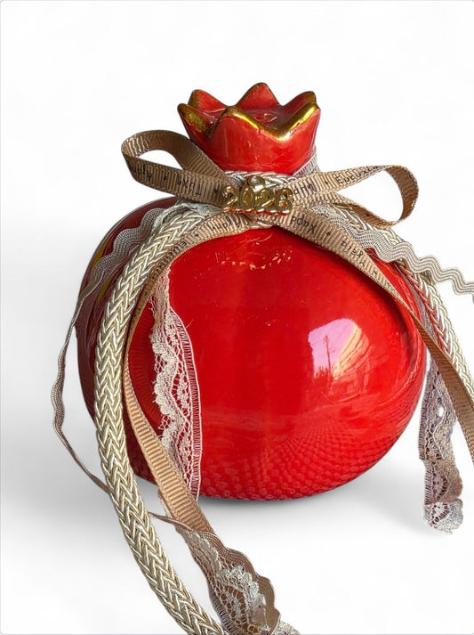 Χειροποίητο γούρι κόκκινο ρόδι σε μεγάλο μέγεθος SSG23rb