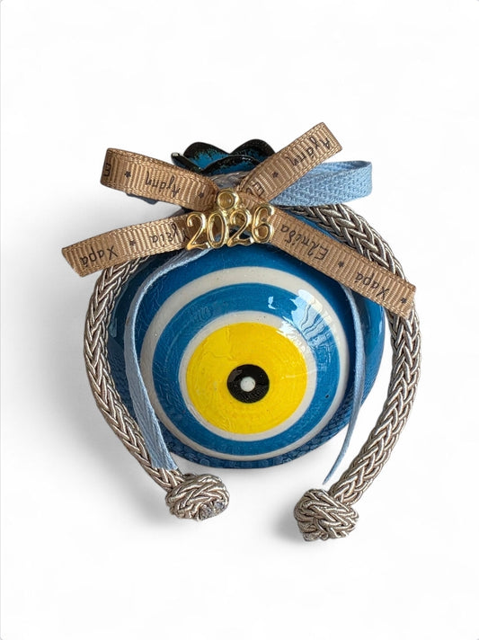 Χειροποίητο γούρι σε σχήμα ροδιού σε μπλε χρώμα μικρού μεγέθους SSG21s