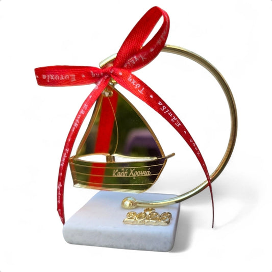 Χειροποίητο επιτραπέζιο γούρι καραβάκι καλή χρονιά SSG86l