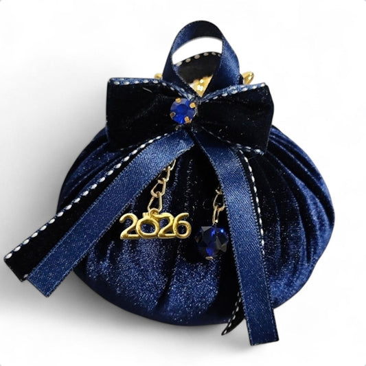 Χειροποίητο βελούδινο γούρι ρόδι στο χρώμα του μπλέ SSG38