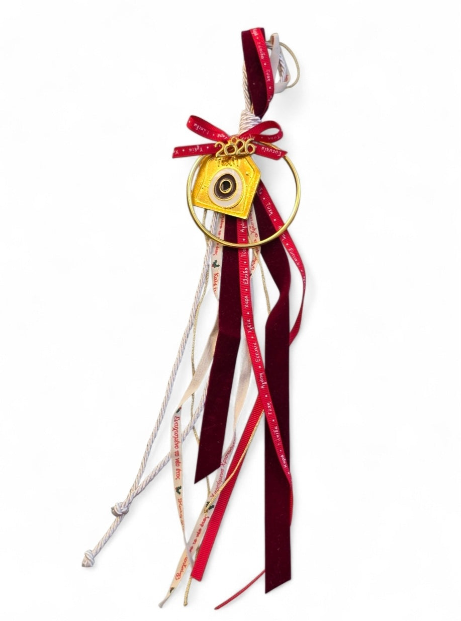 Χειροποίητο γούρι κρεμαστό σπίτι σε χρώμα χρυσό SSG28g