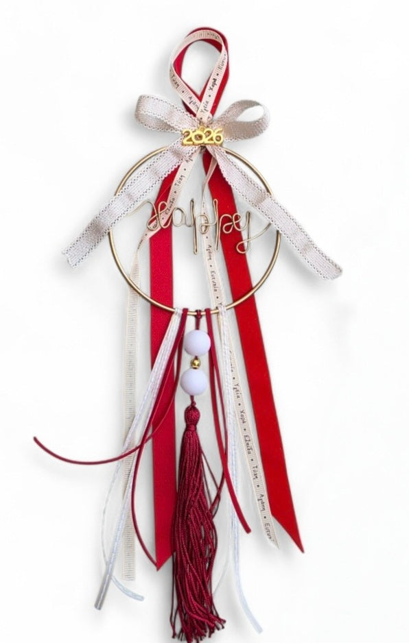 Χειροποίητο κρεμαστό γούρι "happy" SSG29ha