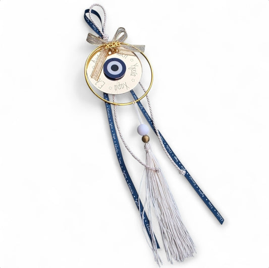 Χειροποίητο κρεμαστό γούρι καθρέφτης "ελπίδα, αγάπη,χαρά,υγεία,τύχη" SSG26