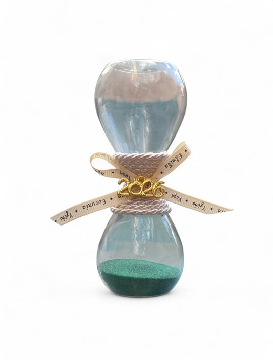 Χειροποίητο γούρι κλεψύδρα σε πράσινο χρώμα  SSG77gr