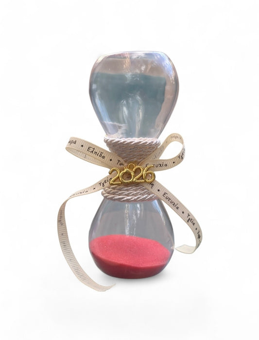 Χειροποίητο γούρι κλεψύδρα σε ροζ χρώμα  SSG77p