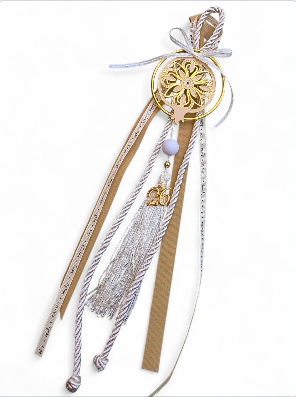 Χειροποίητο κρεμαστό γούρι ρόδι με ματάκι SSG96