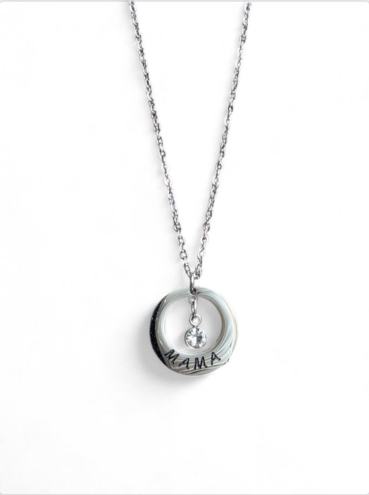 Κολιέ μαμά με καρδιά από ανοξείδωτο ατσάλι σε χρώμα ασημί SSM5s