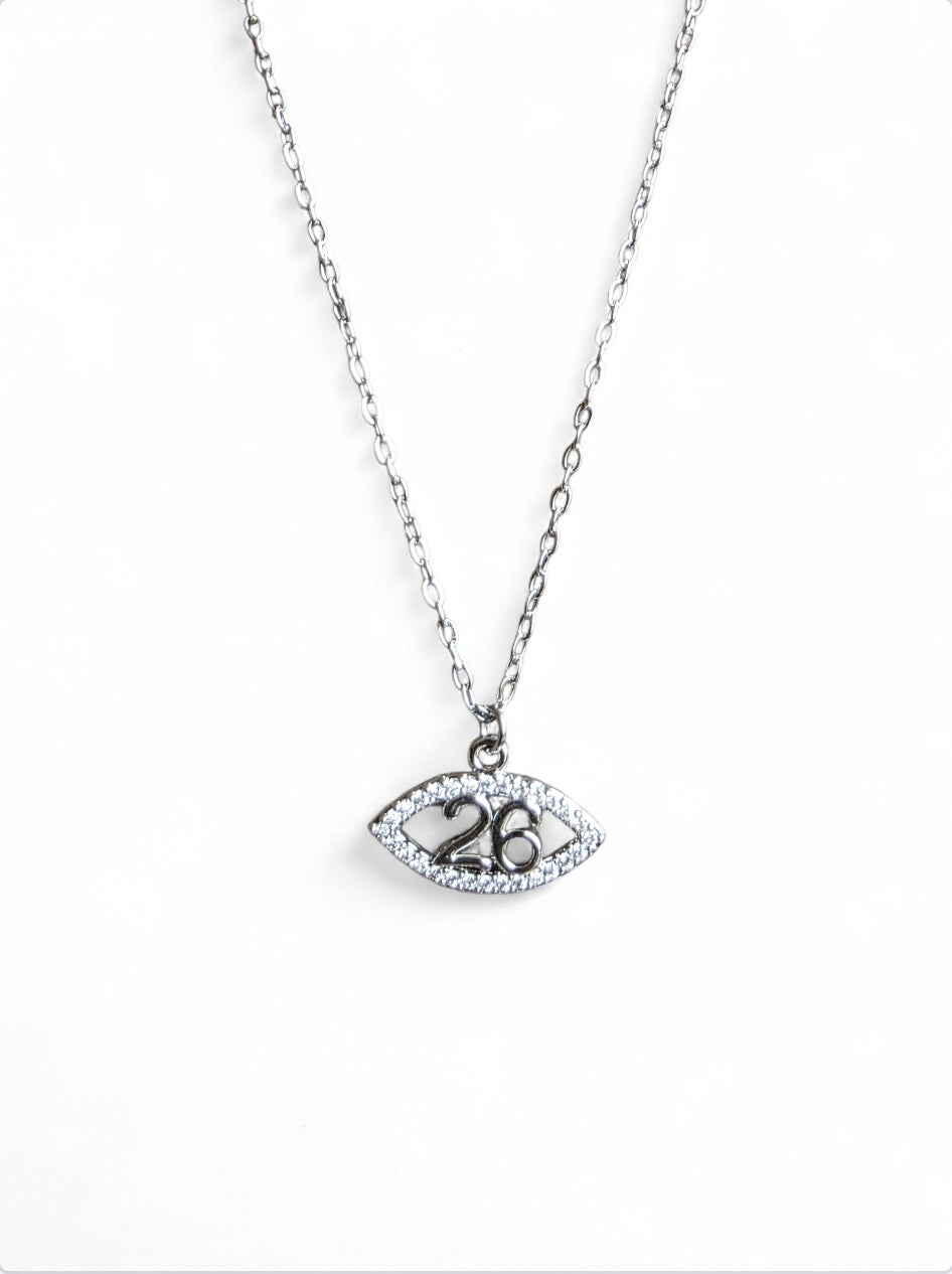 Γούρι κολιέ με ματάκι από ανοξείδωτο ατσάλι σε χρώμα ασημί SSN69s