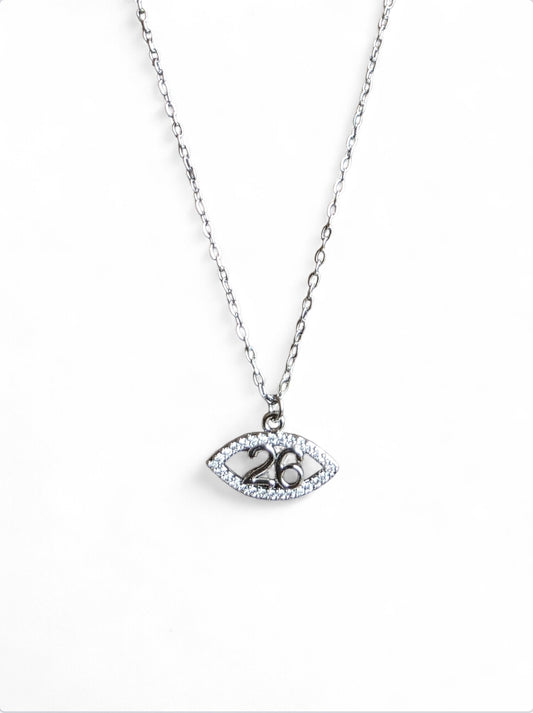 Γούρι κολιέ με ματάκι από ανοξείδωτο ατσάλι σε χρώμα ασημί SSN69s