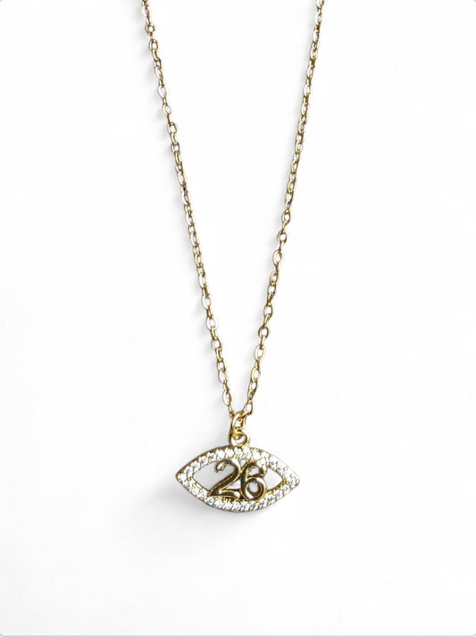 Γούρι κολιέ με ματάκι από ανοξείδωτο ατσάλι σε χρώμα χρυσό SSN70g