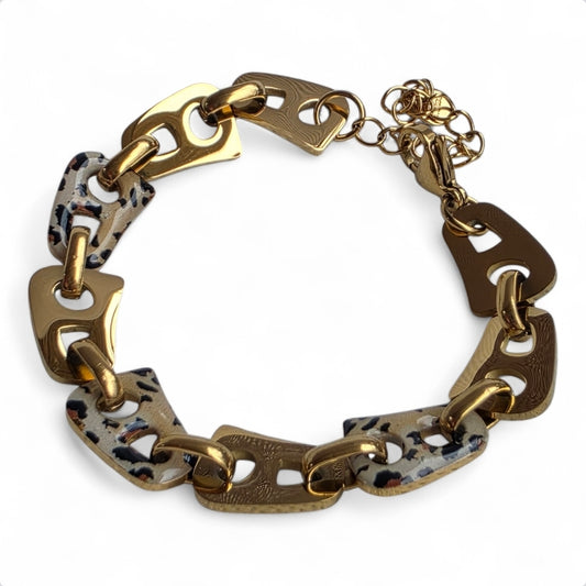 Βραχιόλι σε χρώμα ασημί και λεοπαρ SSBR20s