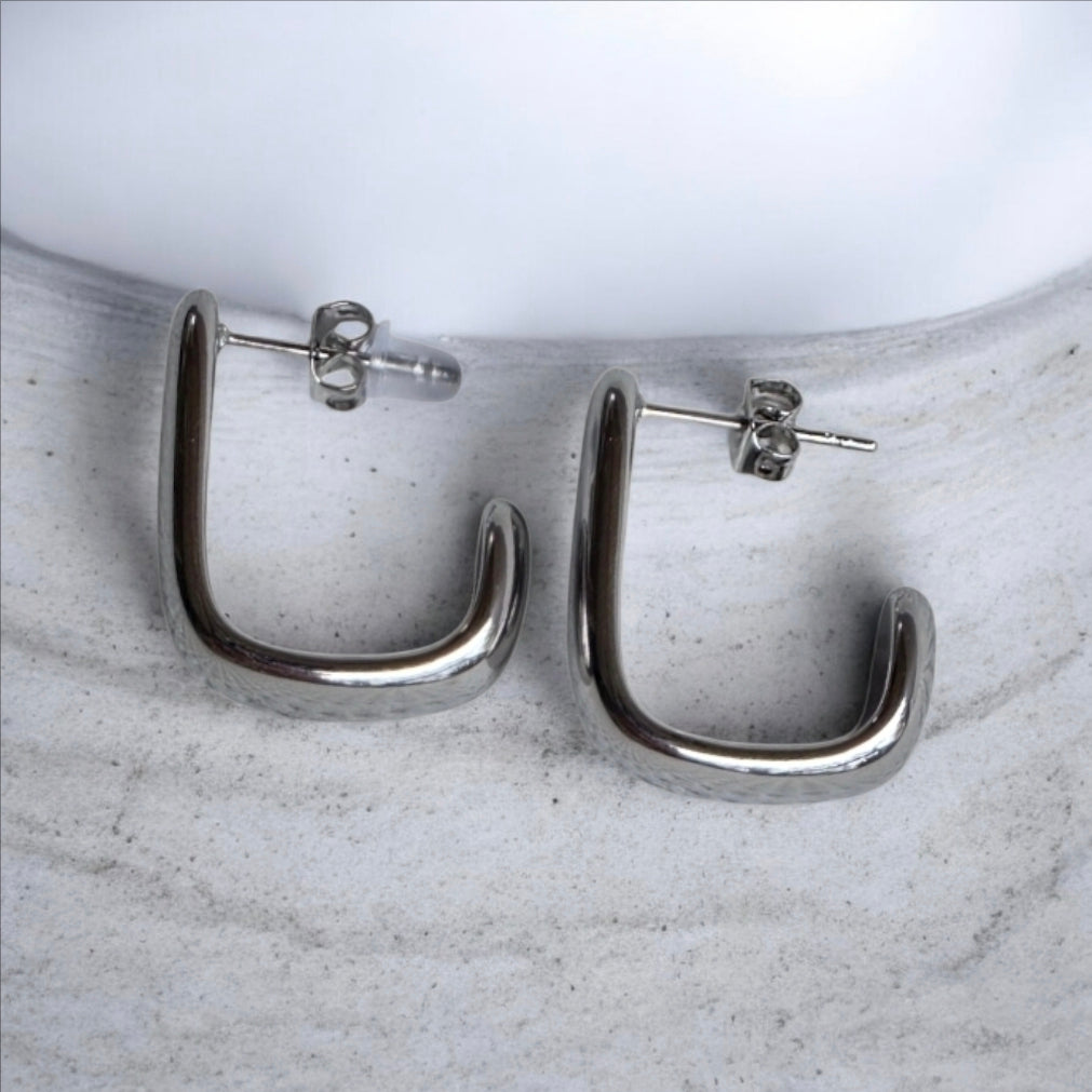 Σκουλαρίκια από ανοξείδωτο ατσάλι σε ασημί χρώμα SSE061