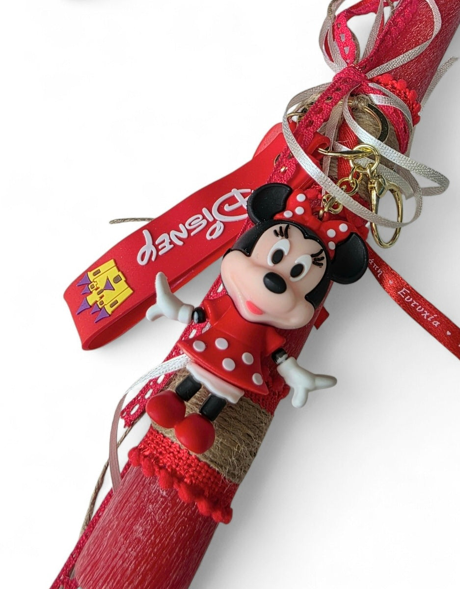 Χειροποίητη αρωματική λαμπάδα με μπρελόκ Minnie mouse SSL64